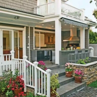 Indoor Outdoor Kitchen on deck,  deck design inspiration ideas