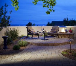 Round, Small, Raised, Patio, Pavers, Fire Pit, Lighting Patio WaterQuest, Inc. Albuquerque, NM