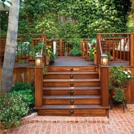 wood deck with steps to backyard patio, deck design inspirational ideas